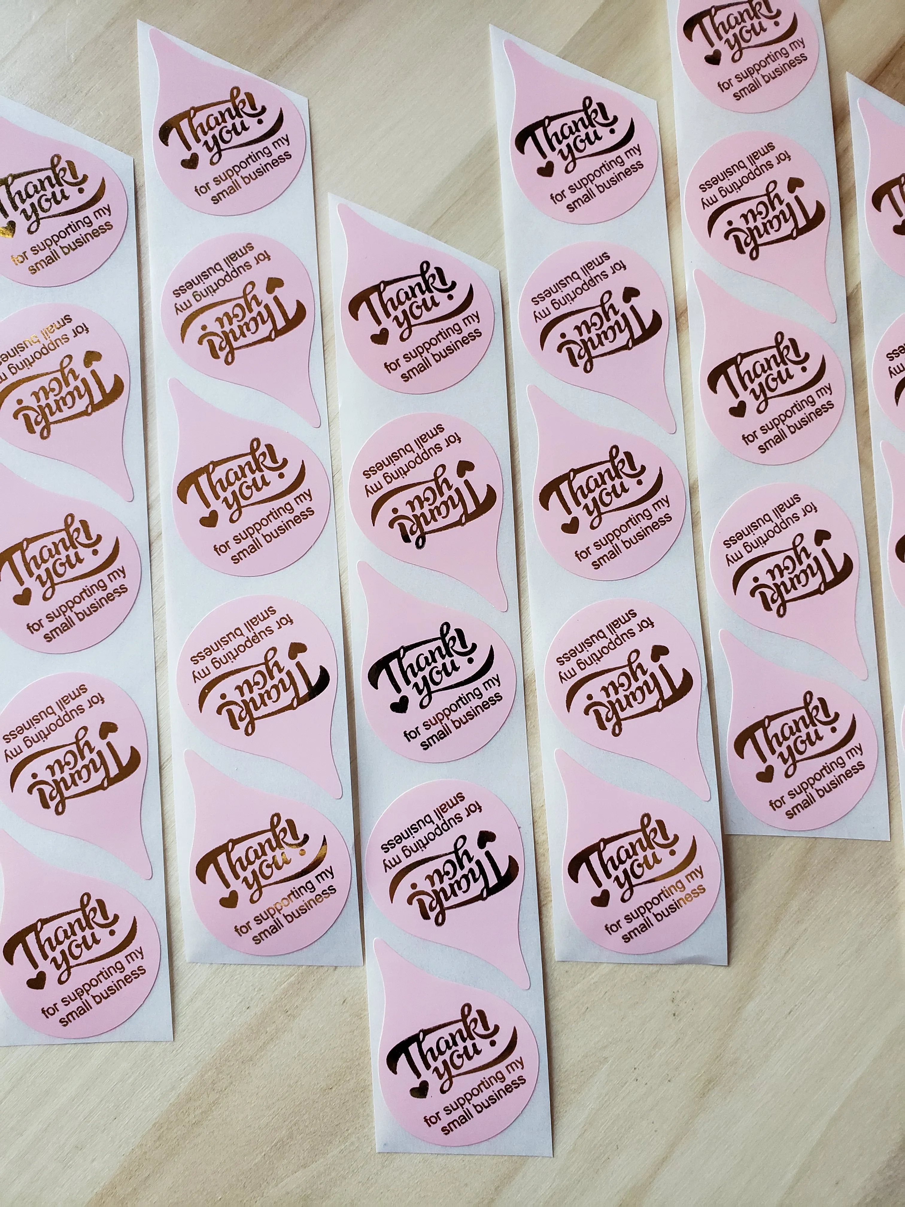 1 inch 500 Stickers Roll Pink Drop Thank You for Supporting My Small Business