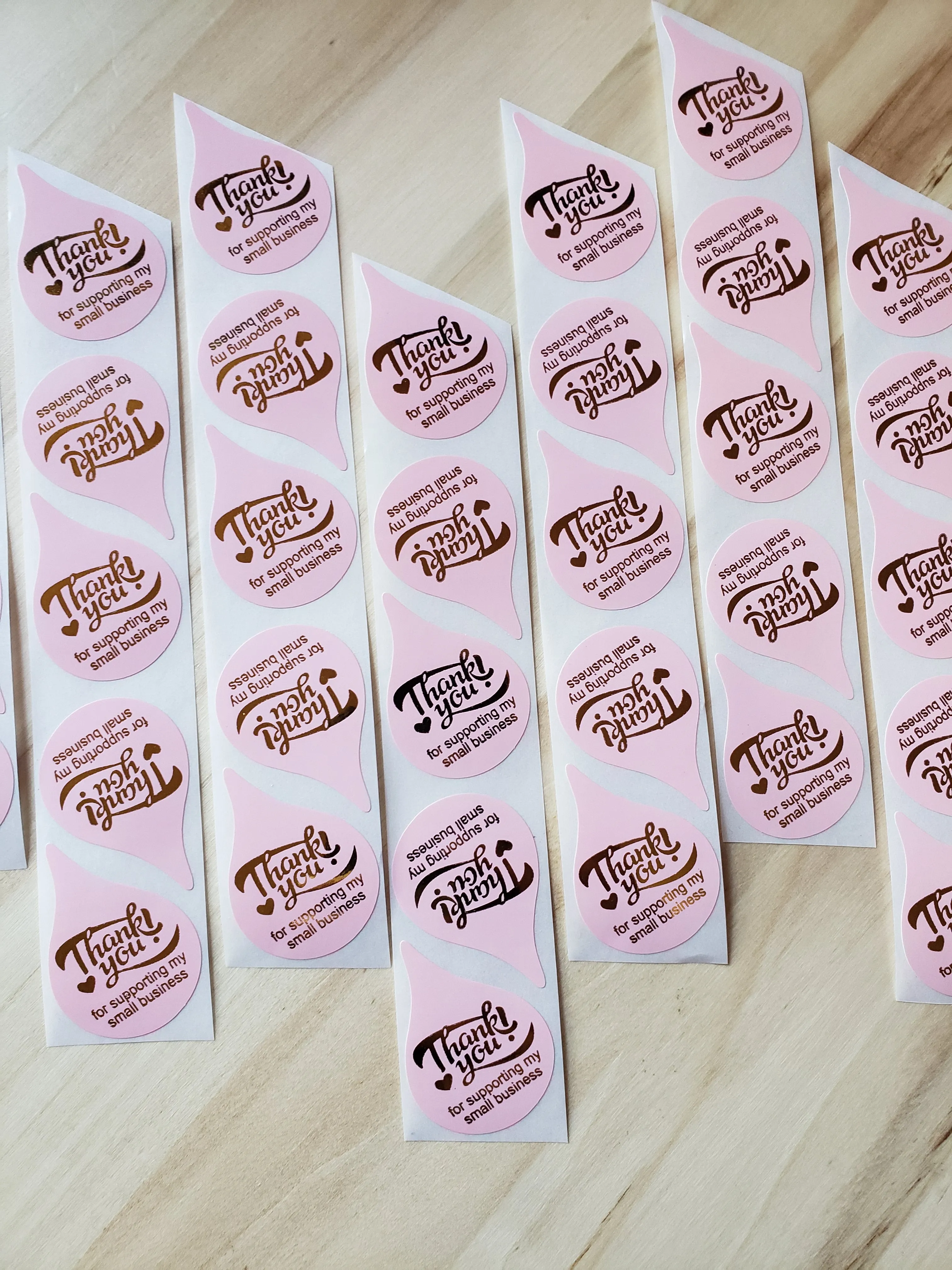 1 inch 500 Stickers Roll Pink Drop Thank You for Supporting My Small Business