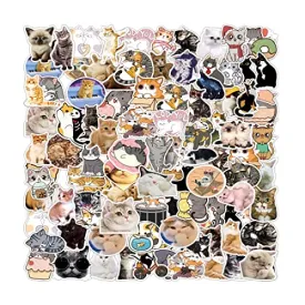 100pcs Cute Cat Stickers for Water Bottle,Vinyl Waterproof Stickers Decals Laptop Scrapbook Bicycle Ipad Phone, Cat Gifts Merchandise Stuff Things for Adult Women Teens Girls Kids