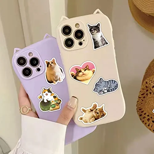 100pcs Cute Cat Stickers for Water Bottle,Vinyl Waterproof Stickers Decals Laptop Scrapbook Bicycle Ipad Phone, Cat Gifts Merchandise Stuff Things for Adult Women Teens Girls Kids