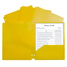 2 Pocket Poly Portfolio Yellow with  3 Hole Punch (Pack of 12)