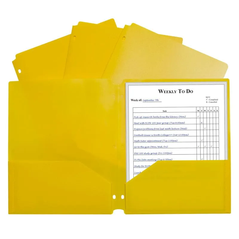 2 Pocket Poly Portfolio Yellow with  3 Hole Punch (Pack of 12)