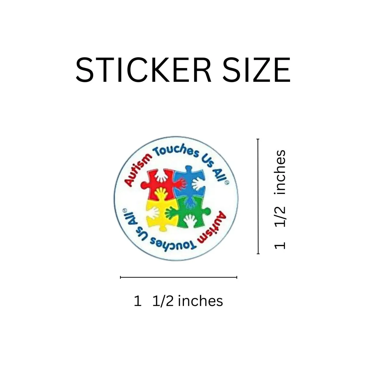 250 Autism Touches Us All Stickers (250 per Roll)