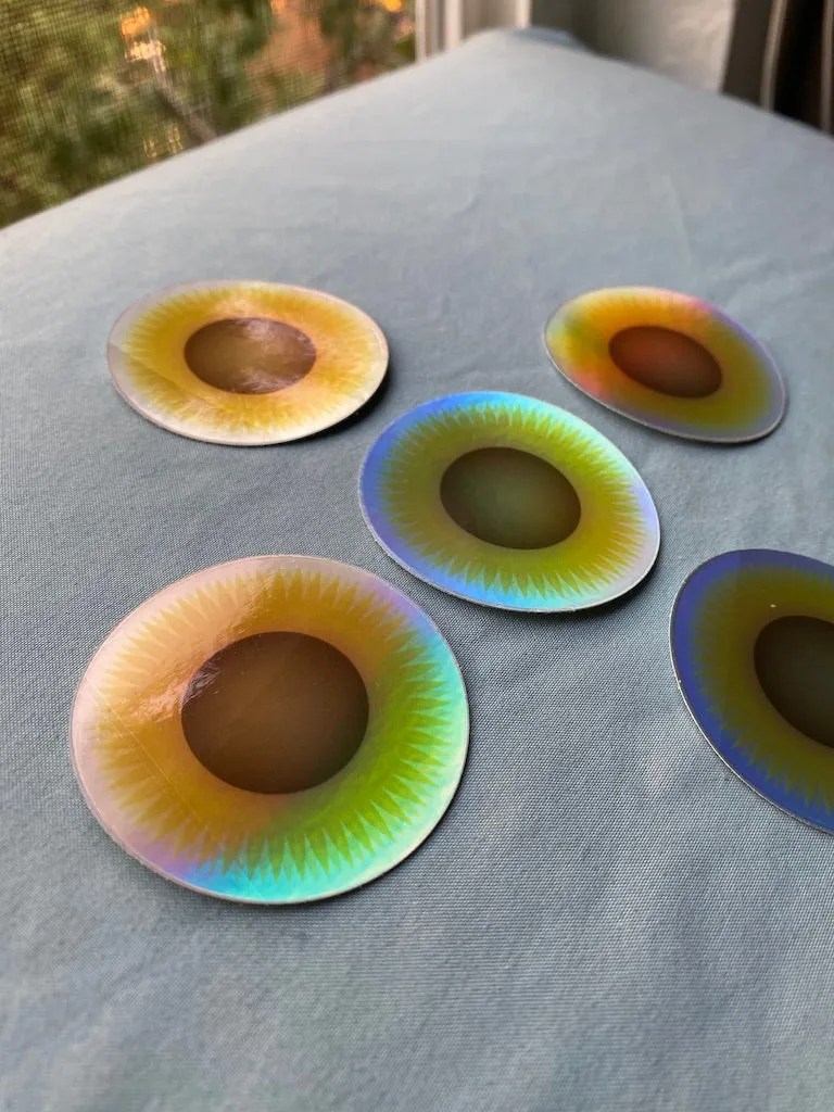 2”x2” Holographic Circle Sunflower Stickers