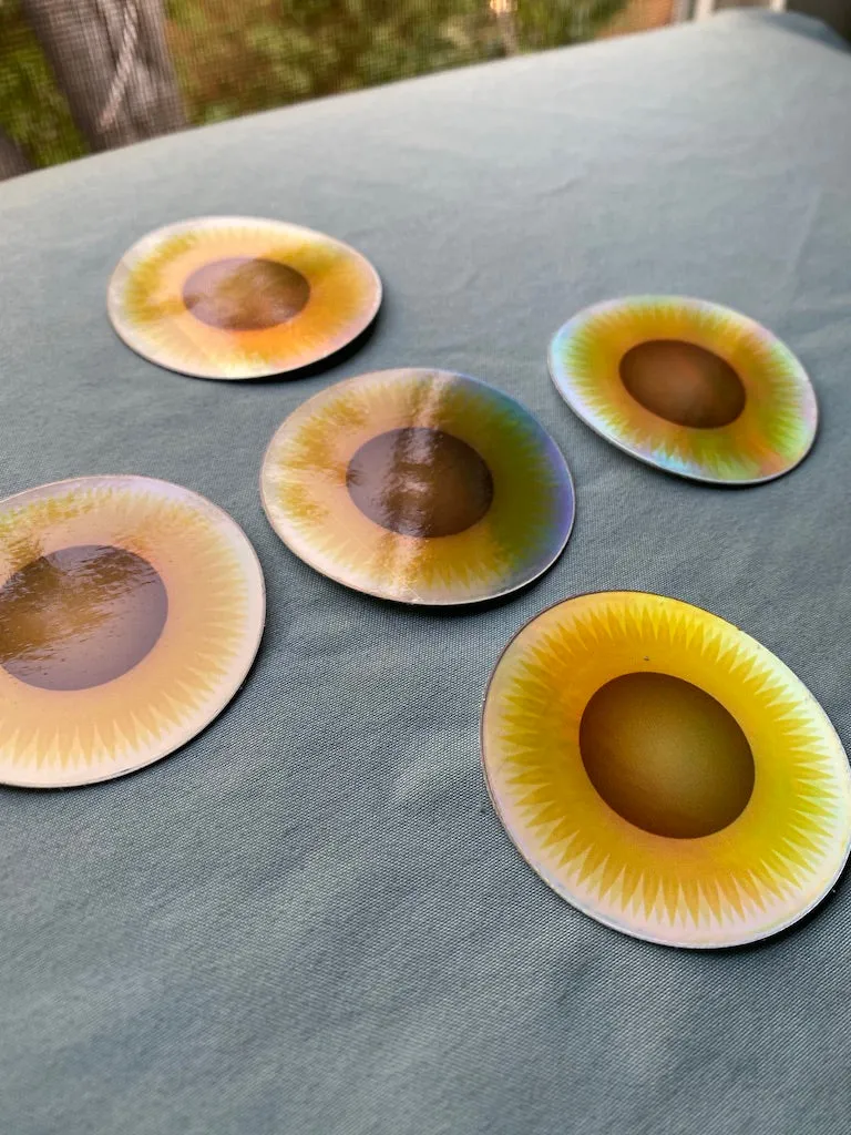 2”x2” Holographic Circle Sunflower Stickers