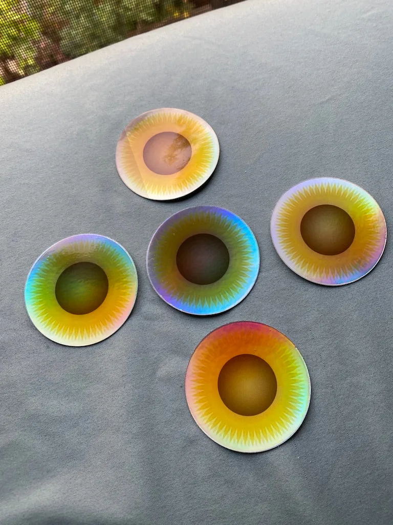 2”x2” Holographic Circle Sunflower Stickers