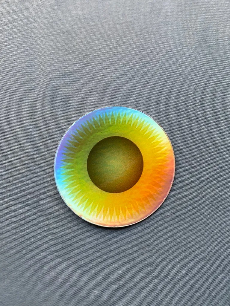 2”x2” Holographic Circle Sunflower Stickers