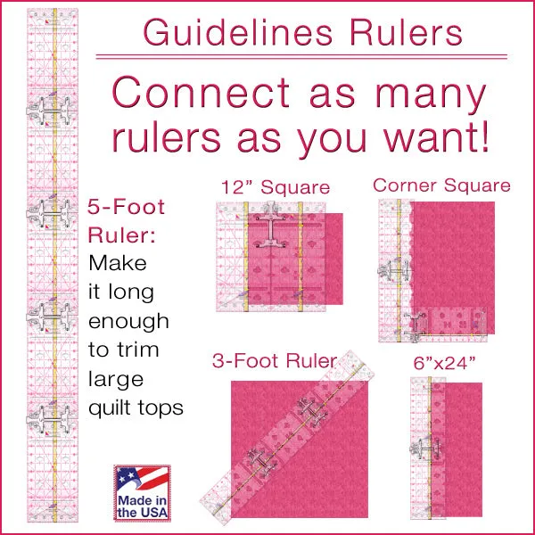 3 Guidelines Rulers with 2 Connectors Set