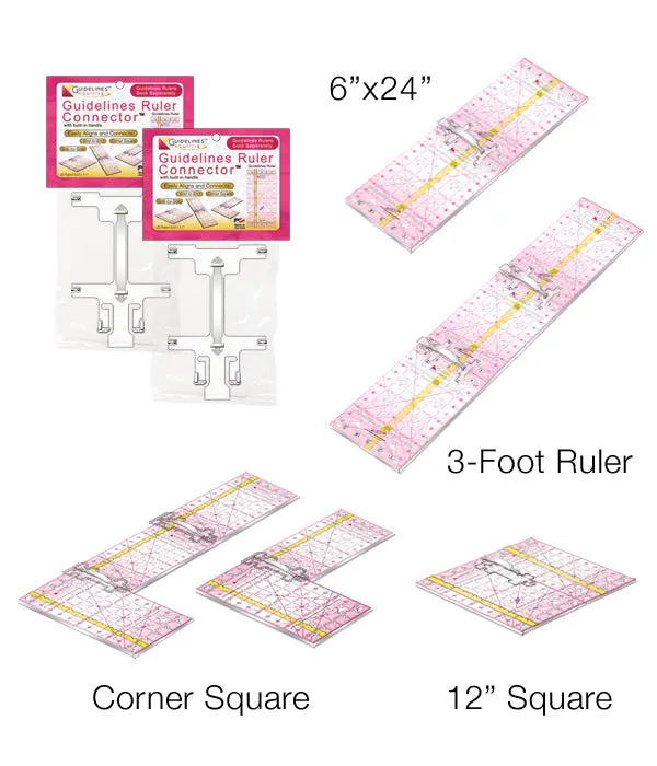 3 Guidelines Rulers with 2 Connectors Set