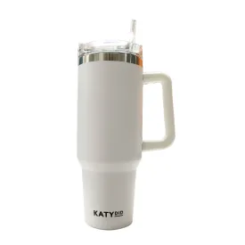 40 Oz. White Katydid Stainless Steel Tumbler with Handle and Straw