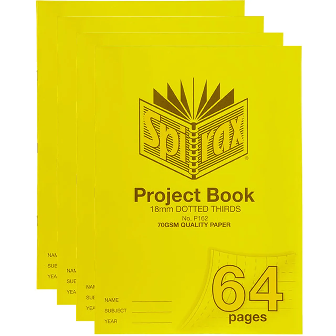 4x Spirax P162 Project Book 18mm Dotted Thirds 70GSM 64 Page 330x240mm