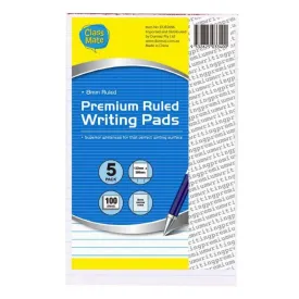 5 Pack Ruled Series Writing Note Pads - 20cm x 12.5cm