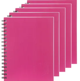 5 Pack Spirax 511 Notebook Spiral Bound Hard Cover 200 Page 225x175mm Pink