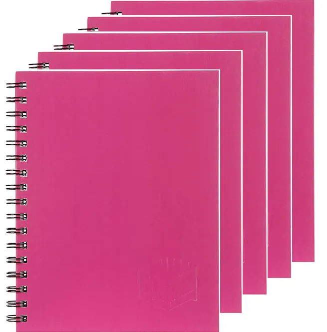 5 Pack Spirax 511 Notebook Spiral Bound Hard Cover 200 Page 225x175mm Pink