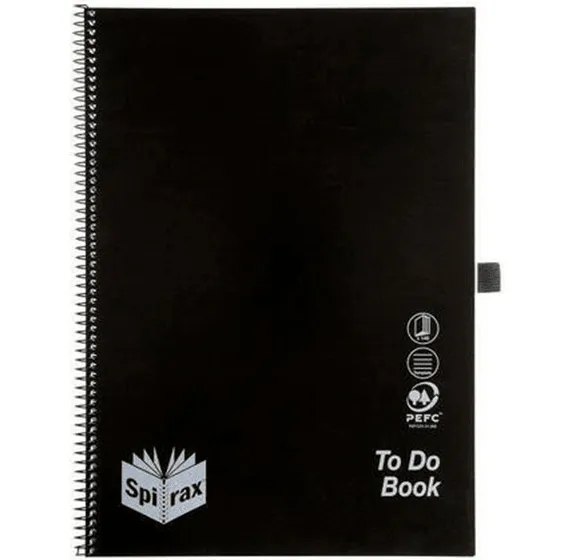 5 Pack Spirax P704 Notebook To Do List Appointment Book 140 Page A4 Black Bulk