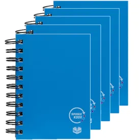 5 Pack Spirax P962 Kode Solid Notebook Spiral Bound 400 Page 148x105mm Blue