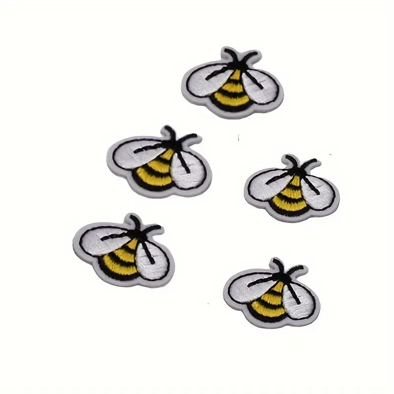 5pcs Cute Bee IronOn Embroidery Sticker Patches for DIY