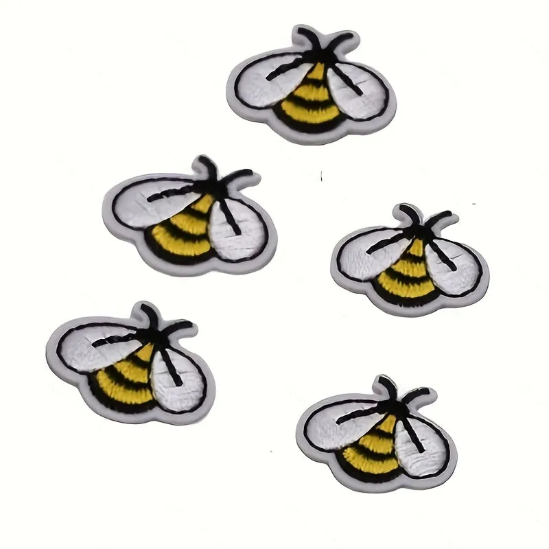 5pcs Cute Bee IronOn Embroidery Sticker Patches for DIY