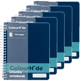 5x Colourhide Chunky Notebook 400 Page Navy Blue Compact