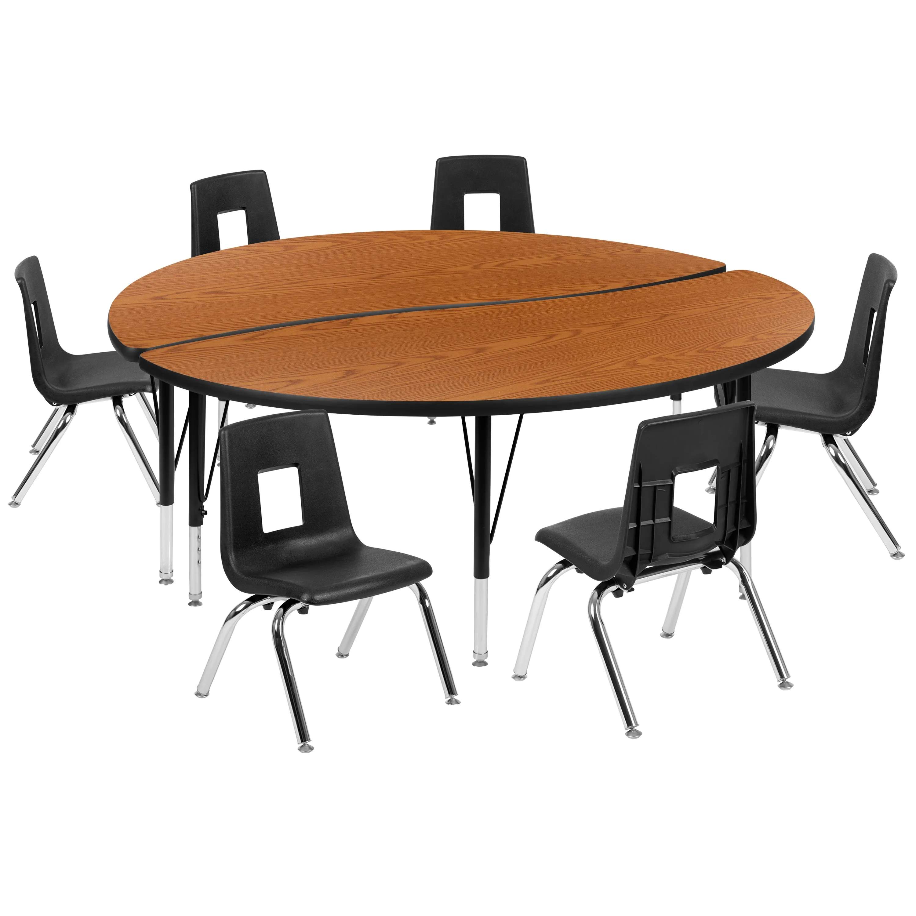 60" Circle Wave Oak Table Set XU-GRP-14CH-A60-HCIRC-OAK-T-P-GG