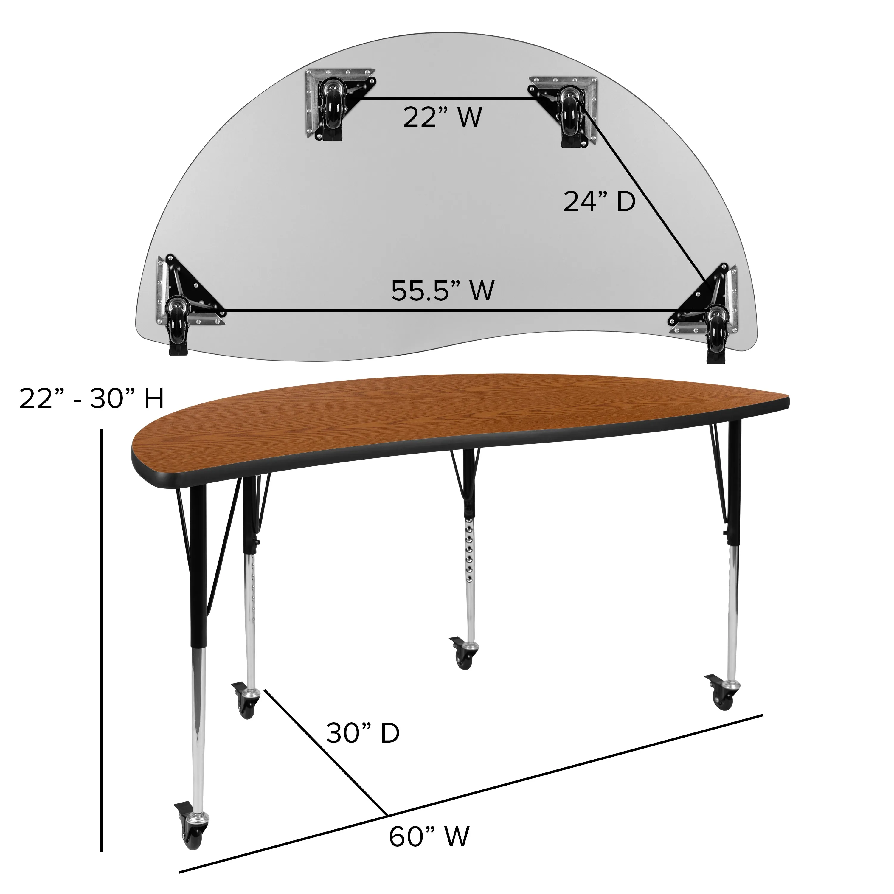 60" Circle Wave Oak Table Set XU-GRP-16CH-A60-HCIRC-OAK-T-A-CAS-GG