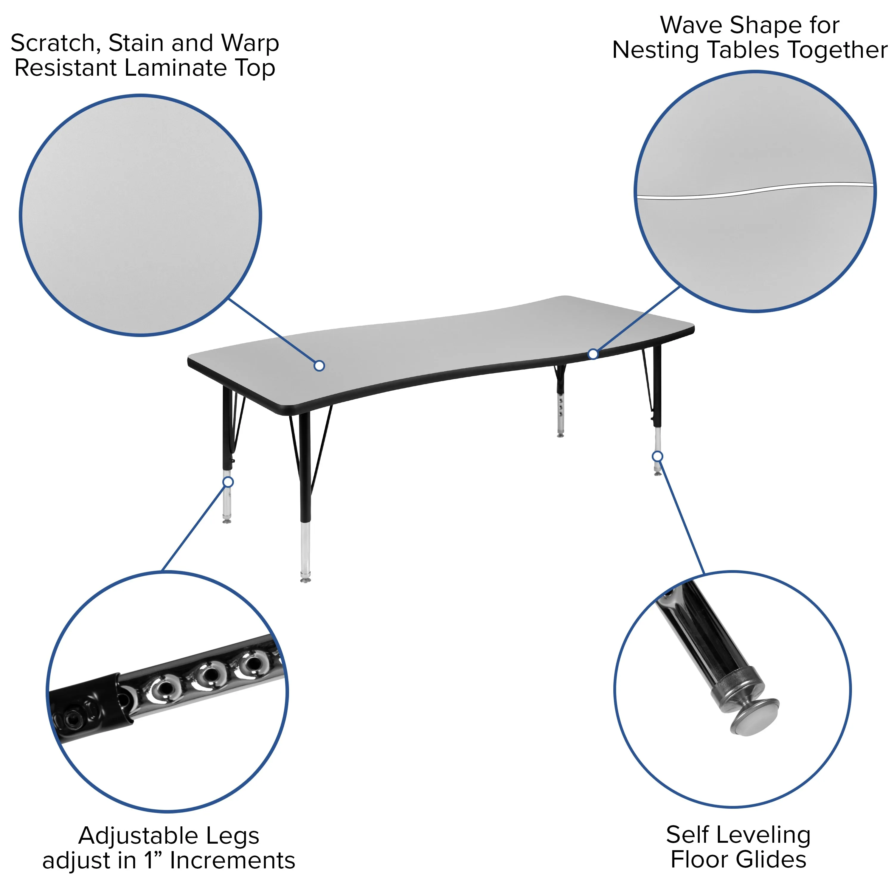 86" Oval Wave Grey Table Set XU-GRP-12CH-A3060CON-60-GY-T-P-GG