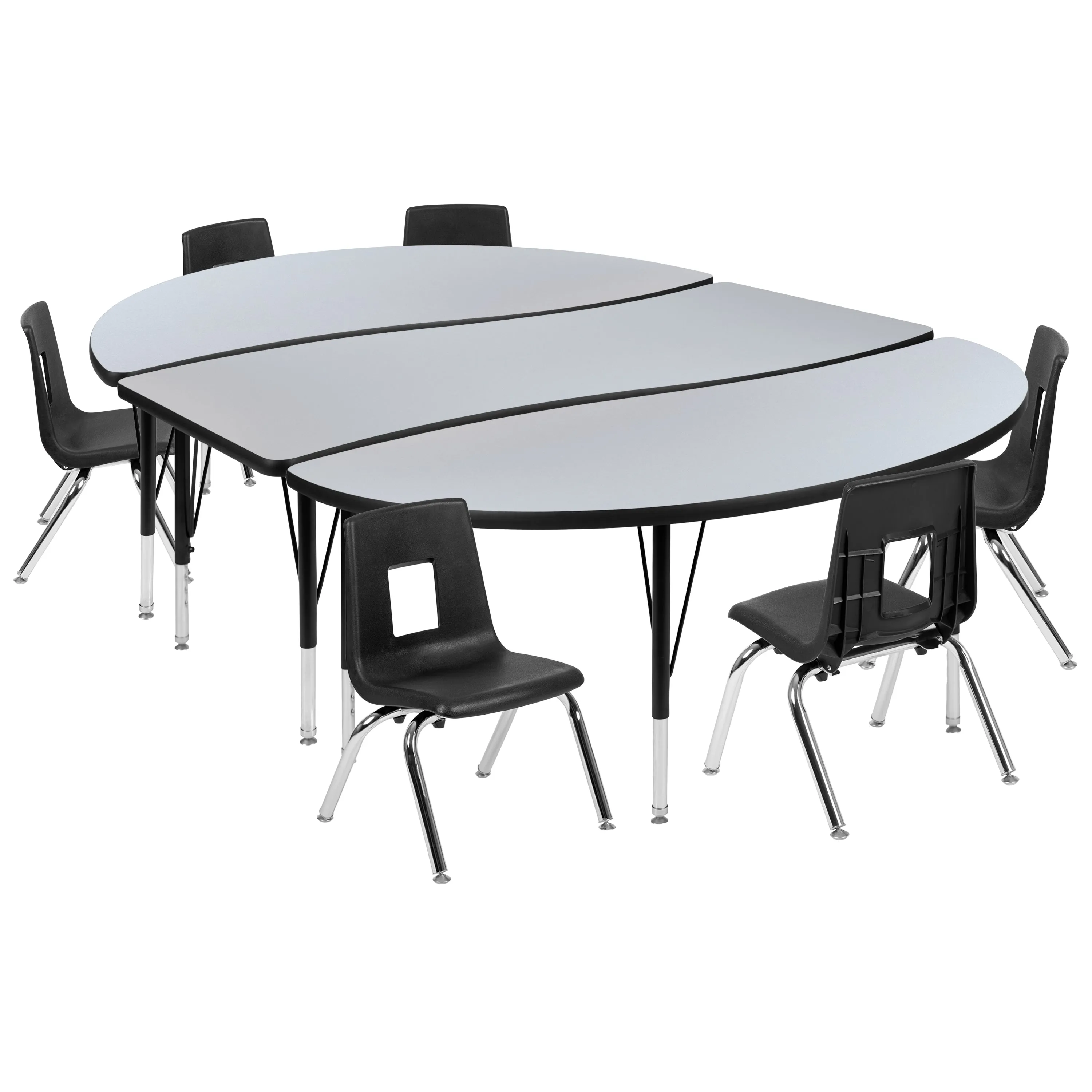 86" Oval Wave Grey Table Set XU-GRP-12CH-A3060CON-60-GY-T-P-GG