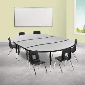 86" Oval Wave Grey Table Set XU-GRP-12CH-A3060CON-60-GY-T-P-GG