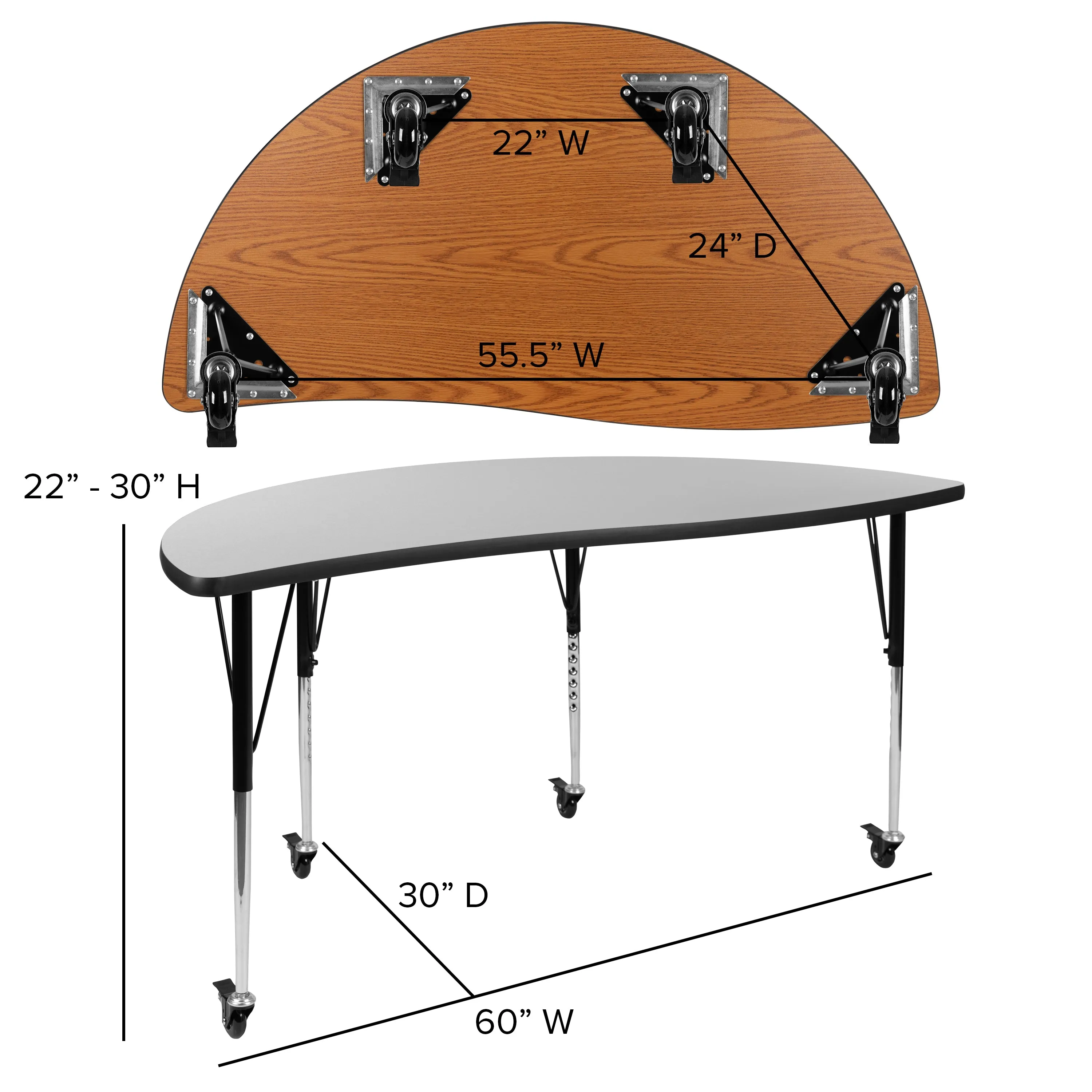 86" Oval Wave Grey Table Set XU-GRP-16CH-A3060CON-60-GY-T-A-CAS-GG