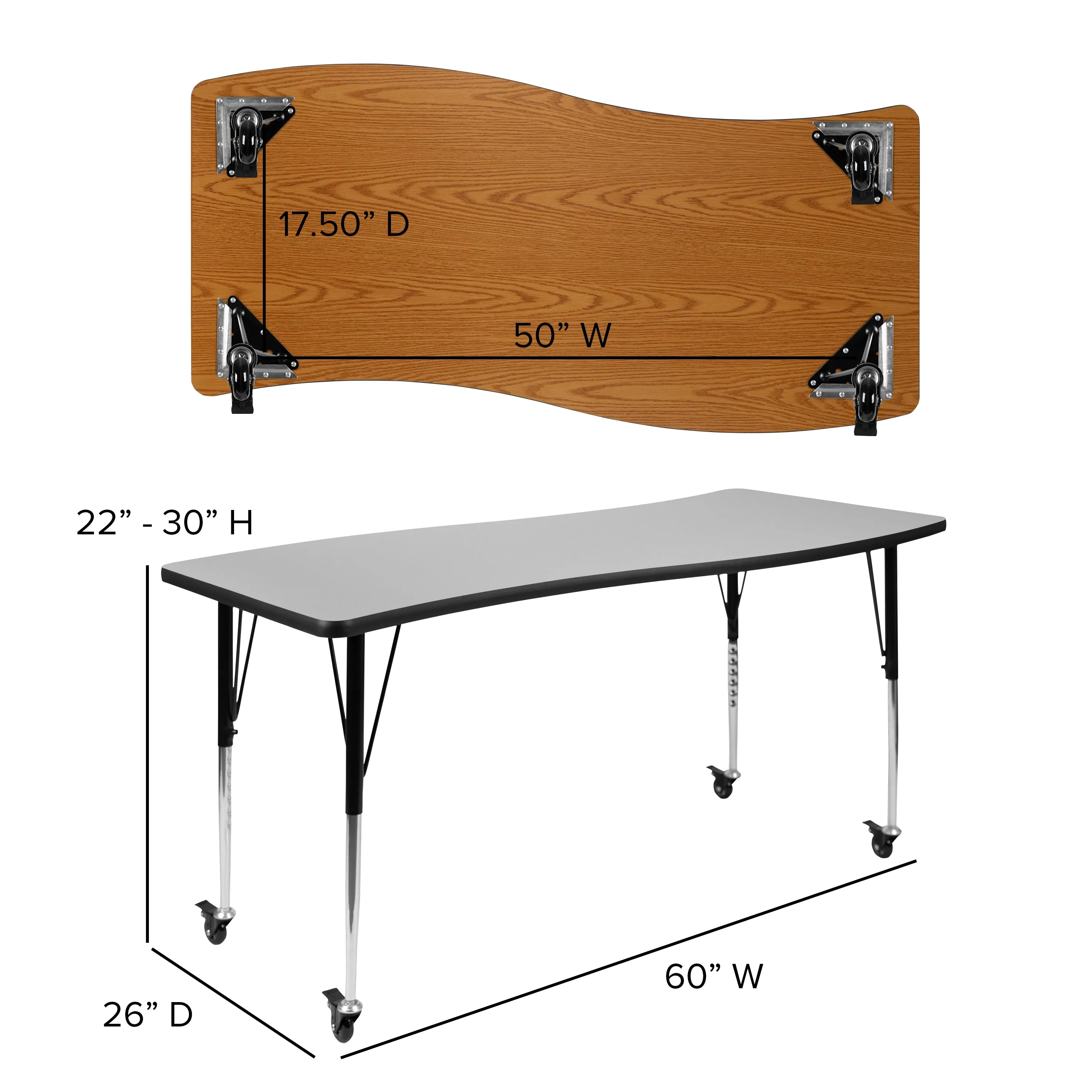 86" Oval Wave Grey Table Set XU-GRP-16CH-A3060CON-60-GY-T-A-CAS-GG