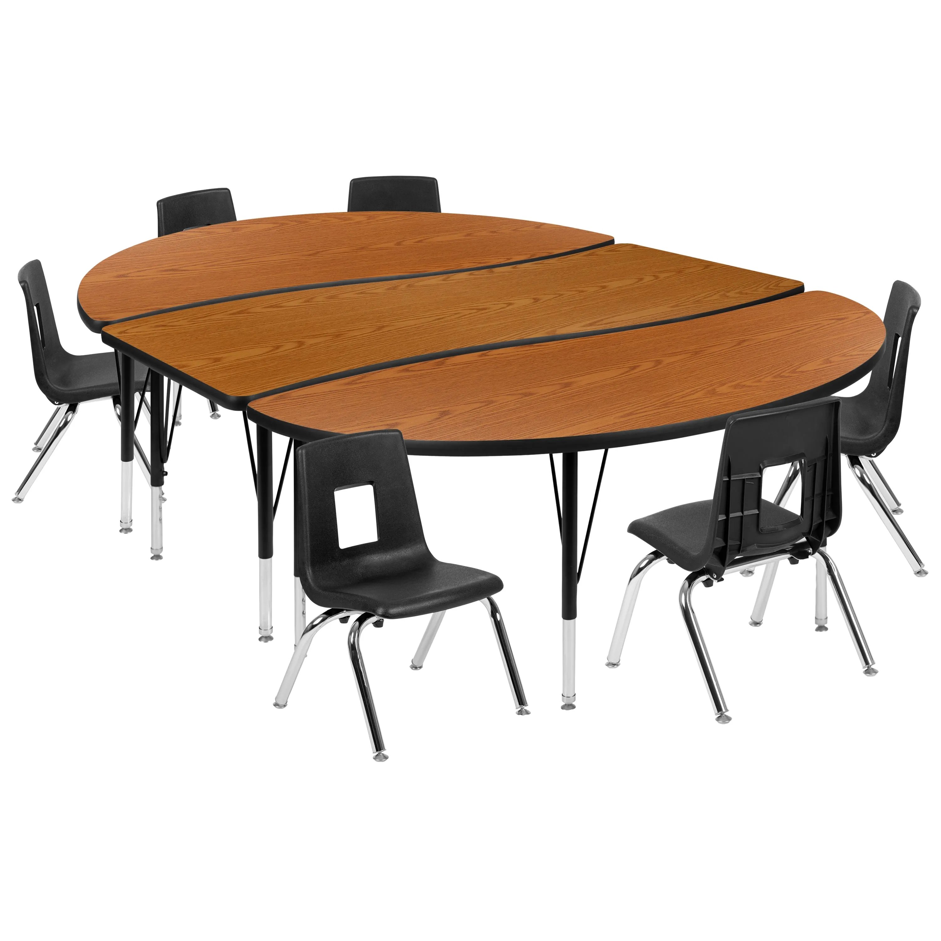 86" Oval Wave Oak Table Set XU-GRP-12CH-A3060CON-60-OAK-T-P-GG