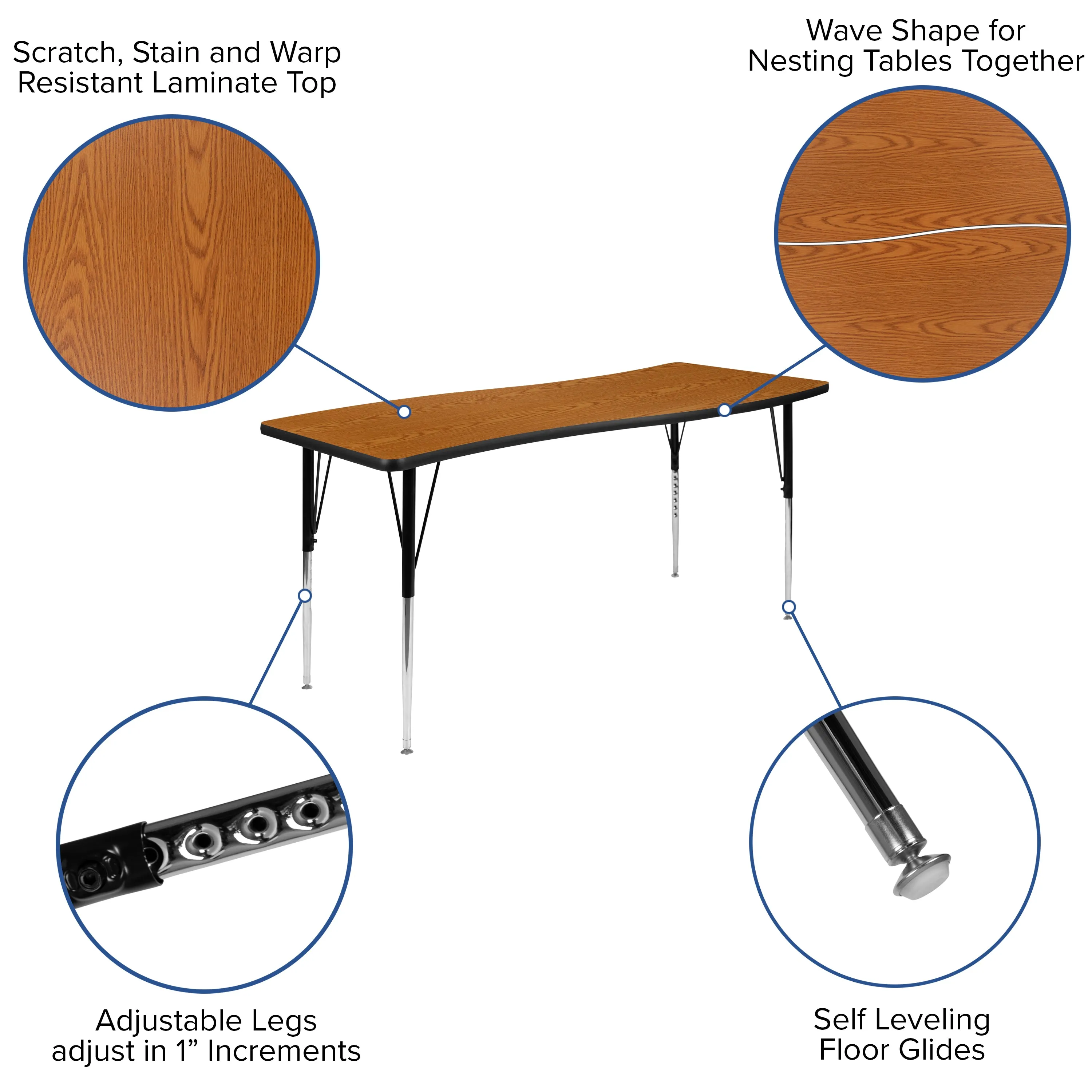 86" Oval Wave Oak Table Set XU-GRP-18CH-A3060CON-60-OAK-T-A-GG