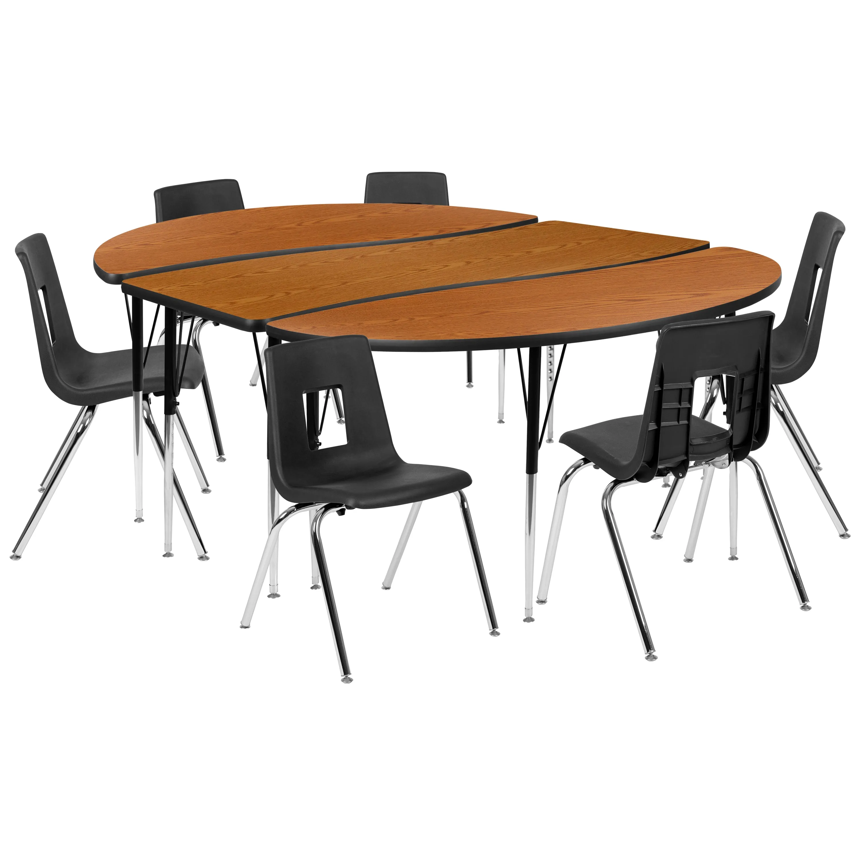 86" Oval Wave Oak Table Set XU-GRP-18CH-A3060CON-60-OAK-T-A-GG