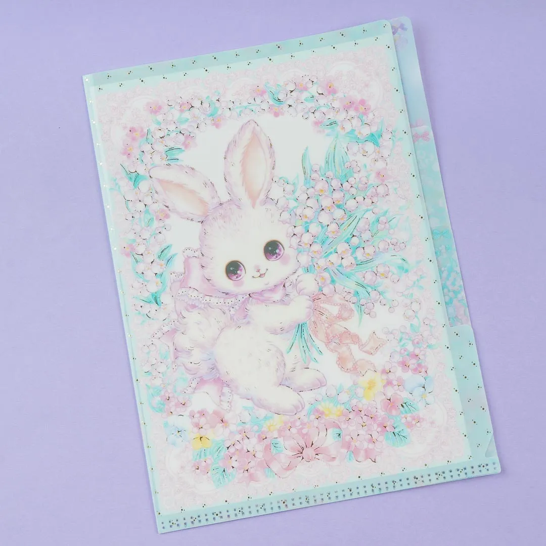 Amenomori Fumika Flowery Bunny Multi-Pocket A5 File Folder