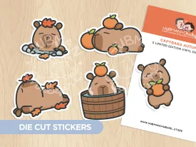 Autumn Capybaras Die cut stickers