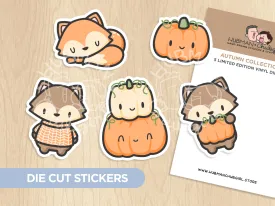 Autumn Foxes Die Cut Stickers (Set of 5)