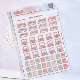 Basic Work Icons Planner Cute Sticker Sheet