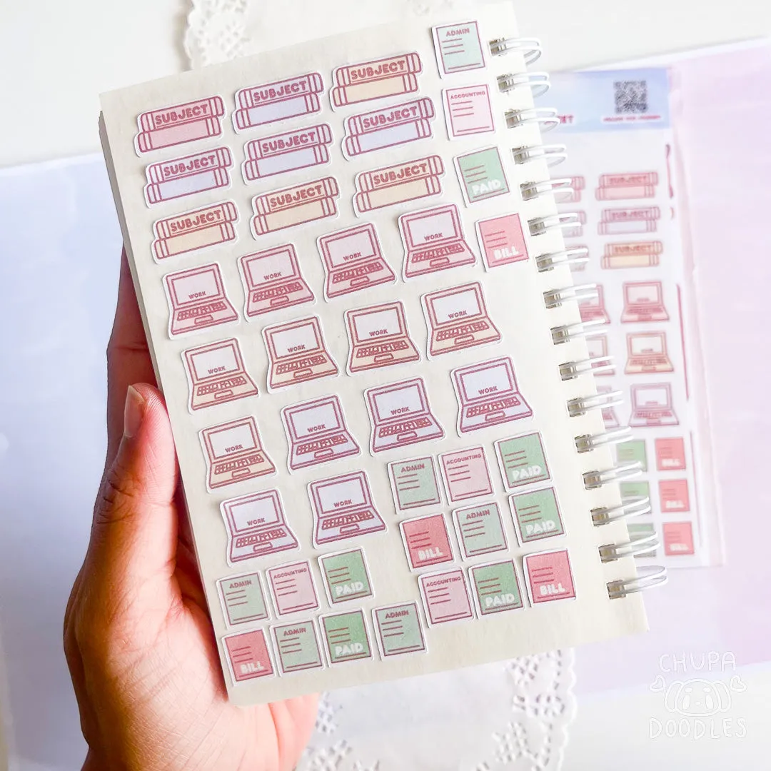 Basic Work Icons Planner Cute Sticker Sheet