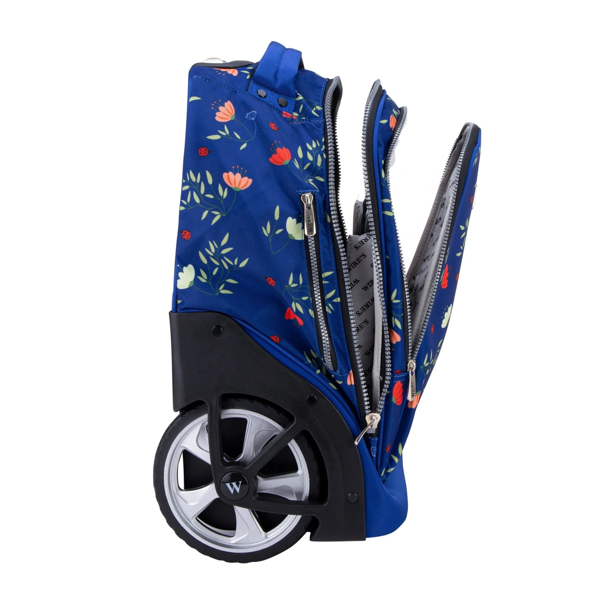 Big Wheel School Bags Trolly Set of 3pcs Blue Flower Design