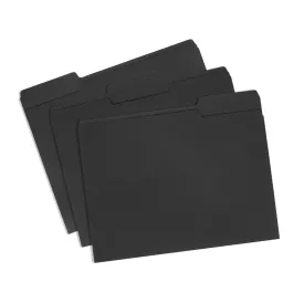 Blue Summit Supplies 1/3 Tab File Folder, Letter Size, Black, 100 Pack