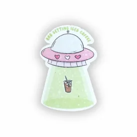 BRB Getting Iced Coffee UFO Vinyl Sticker