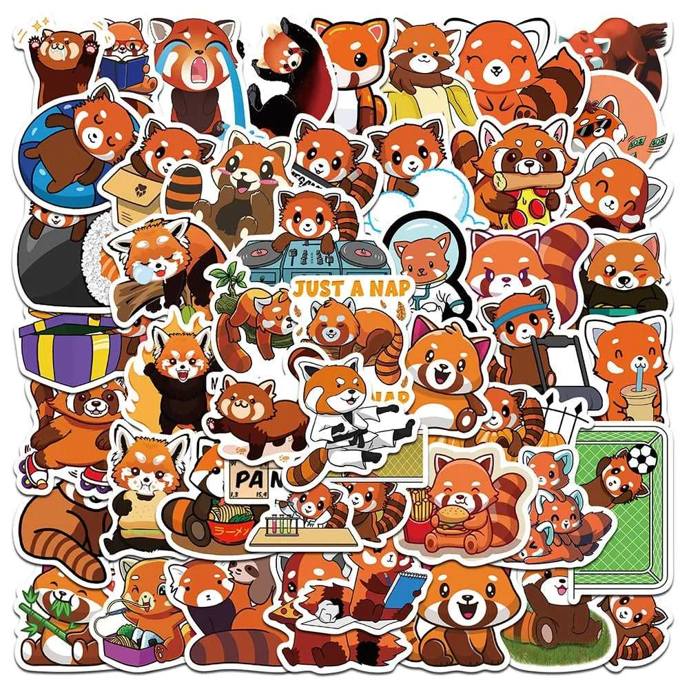 Bundle of Cute Red Panda Waterproof Stickers