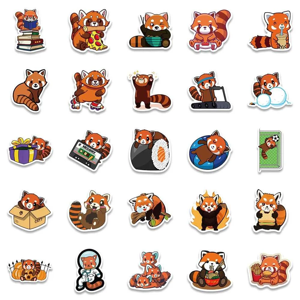 Bundle of Cute Red Panda Waterproof Stickers