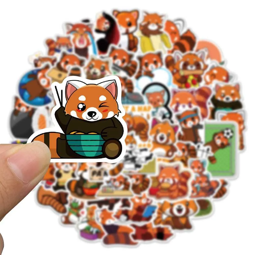 Bundle of Cute Red Panda Waterproof Stickers