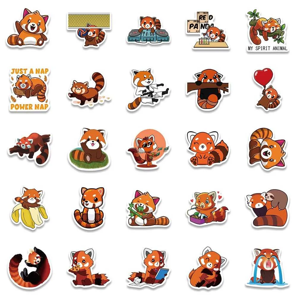 Bundle of Cute Red Panda Waterproof Stickers