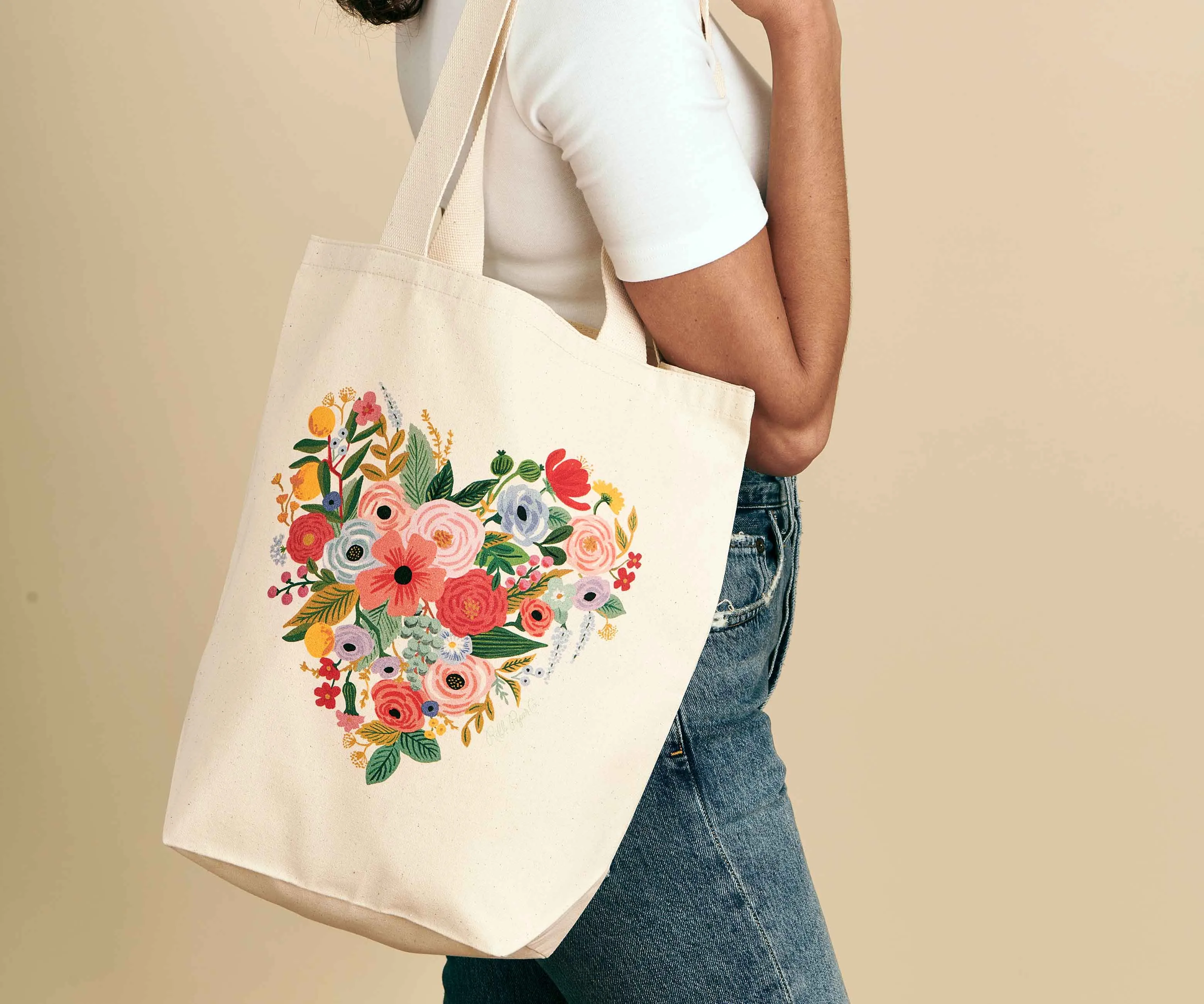 Canvas Tote Bag - Floral Heart