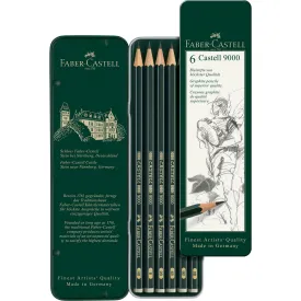 Castell 9000 Graphite Pencils, Tin of 6 - #119063