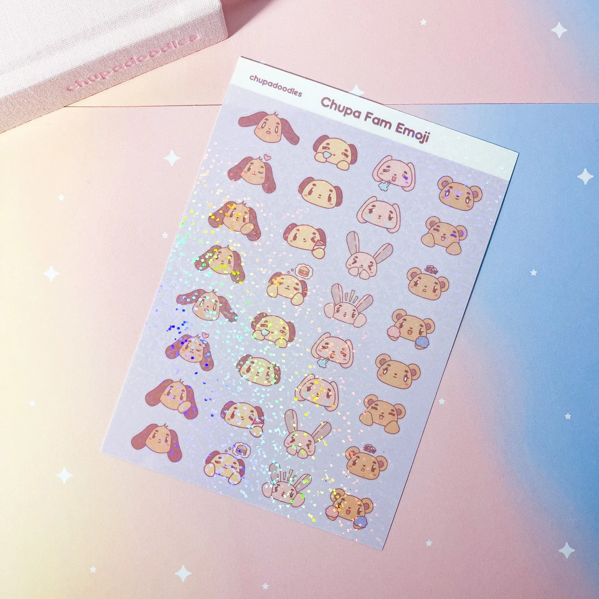 Chupa Fam Emoji Holo Cute Sticker Sheet