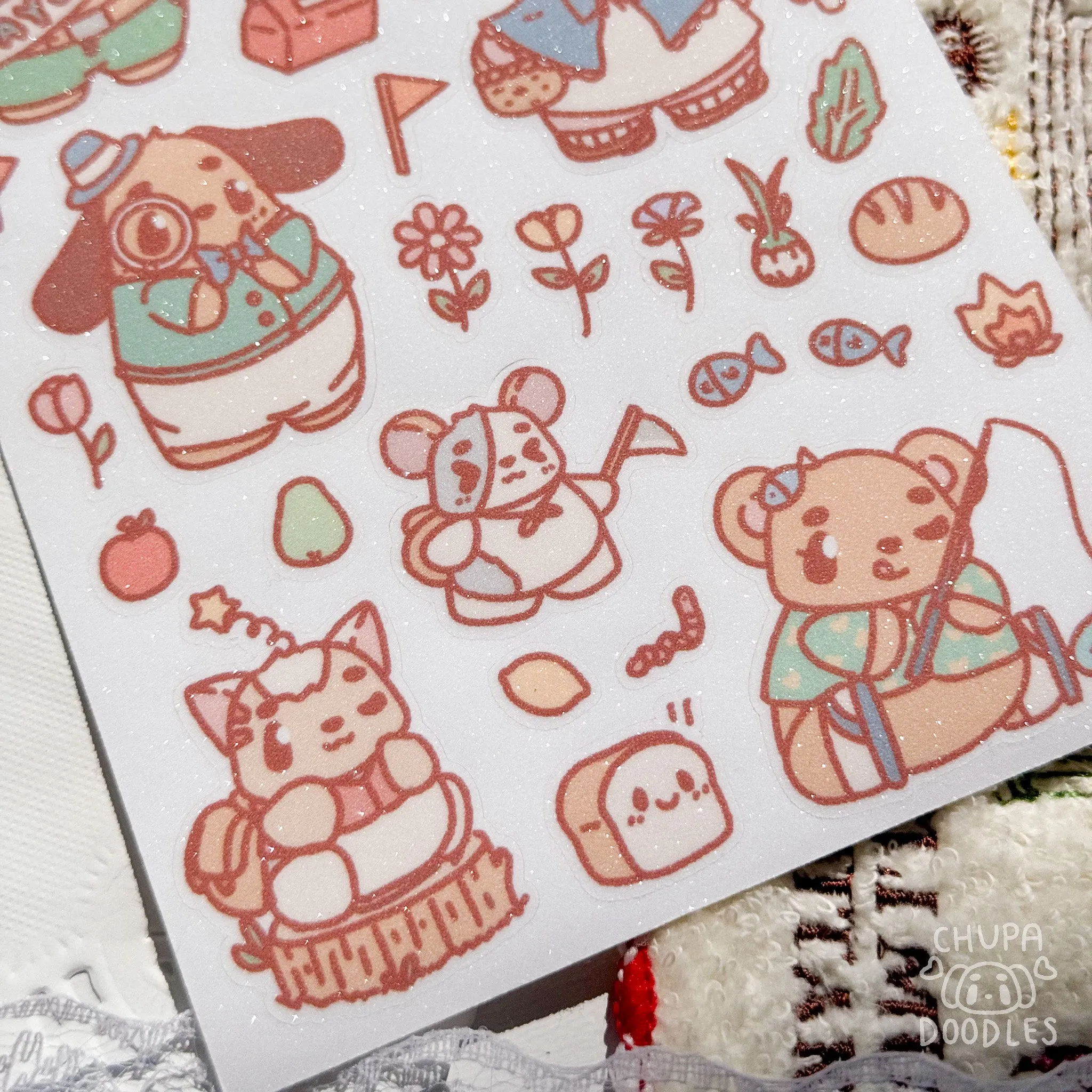 Chupa Town Glitter Cute Sticker Sheet