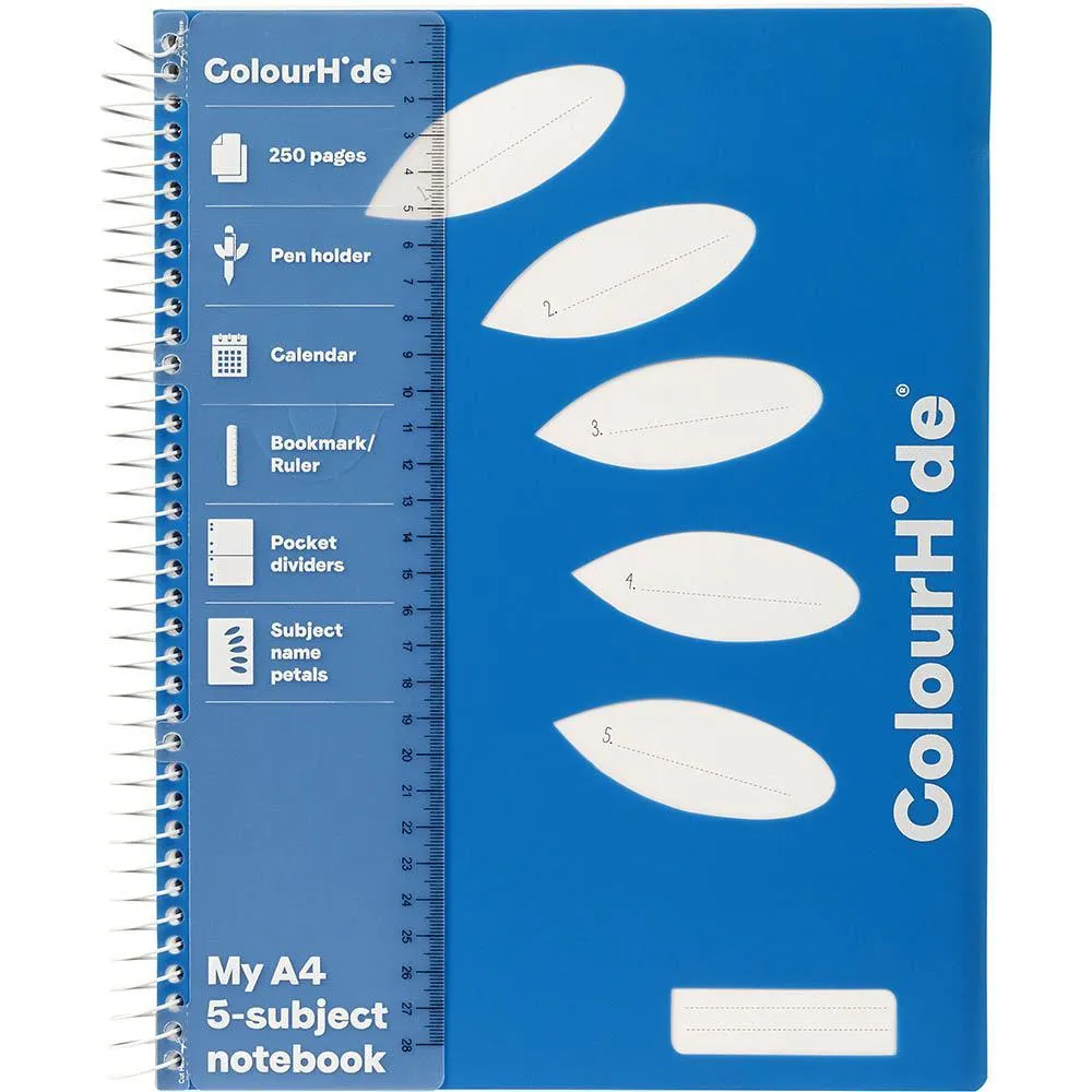 Colourhide 5-Subject Notebook 250 Page A4 Blue